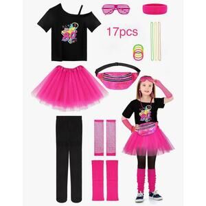 17 Pcs Girls 80s Halloween Costume Accessories Set